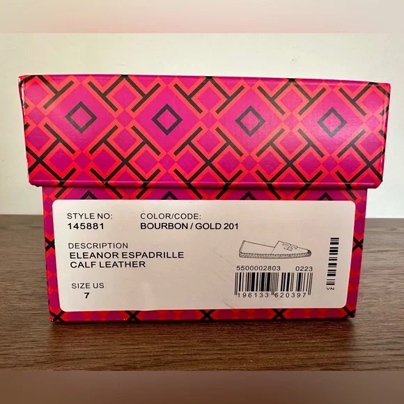 New Tory Burch Eleanor Espadrilles in Bourbon Size 7